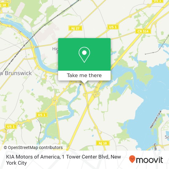 KIA Motors of America, 1 Tower Center Blvd map