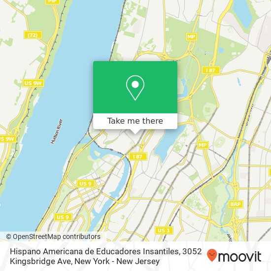 Mapa de Hispano Americana de Educadores Insantiles, 3052 Kingsbridge Ave