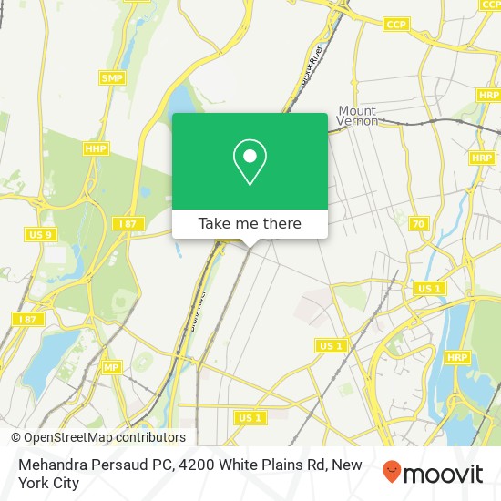 Mapa de Mehandra Persaud PC, 4200 White Plains Rd