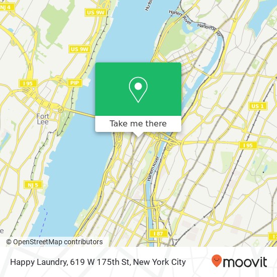 Mapa de Happy Laundry, 619 W 175th St