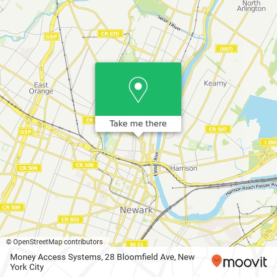Mapa de Money Access Systems, 28 Bloomfield Ave