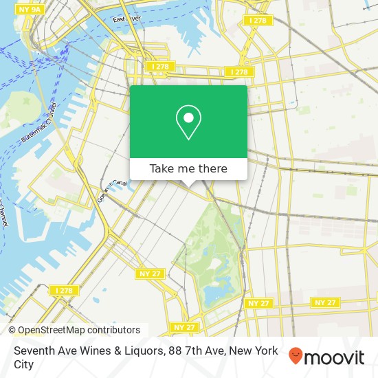 Mapa de Seventh Ave Wines & Liquors, 88 7th Ave