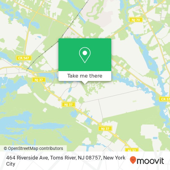 Mapa de 464 Riverside Ave, Toms River, NJ 08757