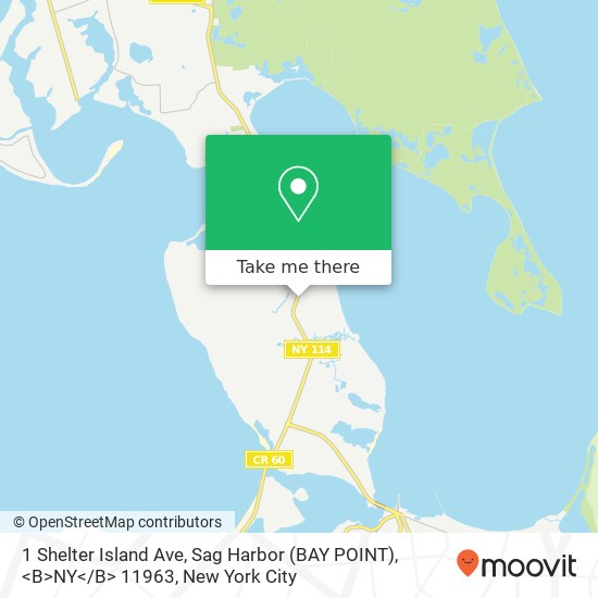 1 Shelter Island Ave, Sag Harbor (BAY POINT), <B>NY< / B> 11963 map