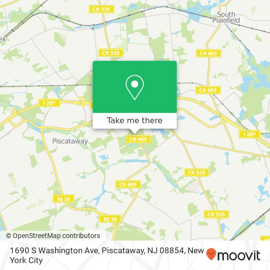 Mapa de 1690 S Washington Ave, Piscataway, NJ 08854