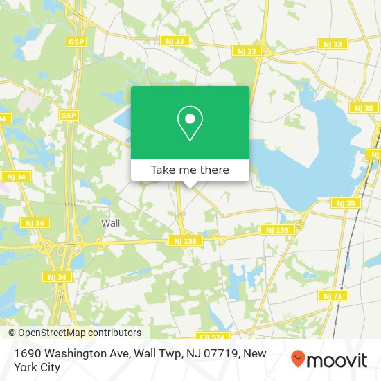 Mapa de 1690 Washington Ave, Wall Twp, NJ 07719