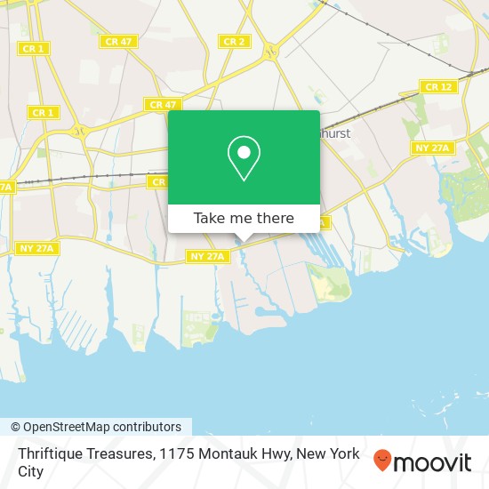 Thriftique Treasures, 1175 Montauk Hwy map