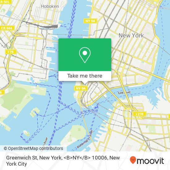 Mapa de Greenwich St, New York, <B>NY< / B> 10006