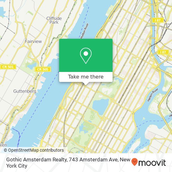 Mapa de Gothic Amsterdam Realty, 743 Amsterdam Ave