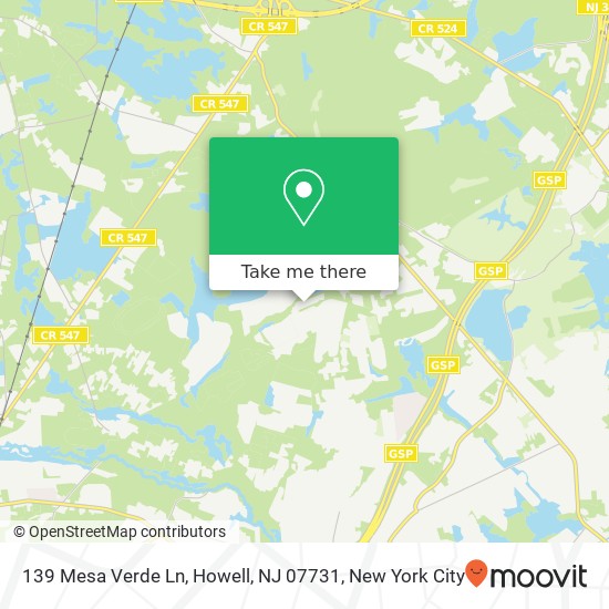 Mapa de 139 Mesa Verde Ln, Howell, NJ 07731