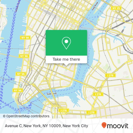 Mapa de Avenue C, New York, NY 10009