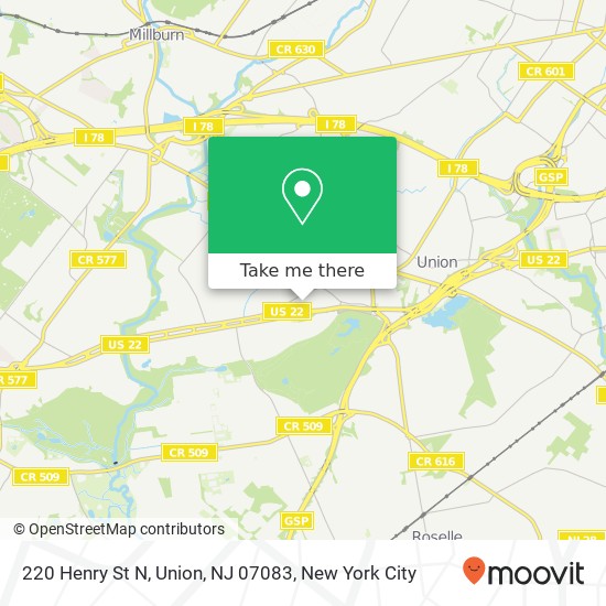 Mapa de 220 Henry St N, Union, NJ 07083