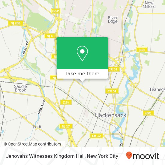 Mapa de Jehovah's Witnesses Kingdom Hall