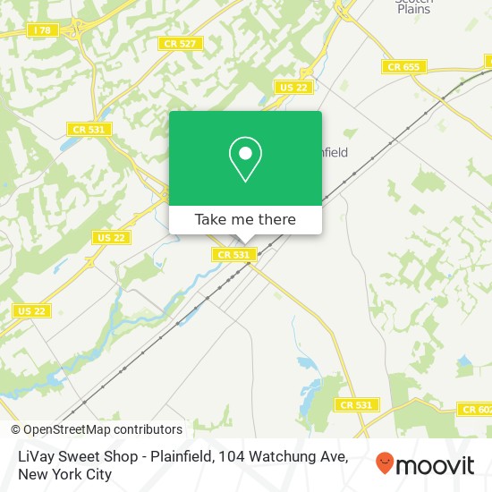 Mapa de LiVay Sweet Shop - Plainfield, 104 Watchung Ave