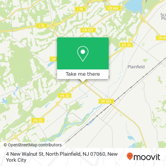 Mapa de 4 New Walnut St, North Plainfield, NJ 07060