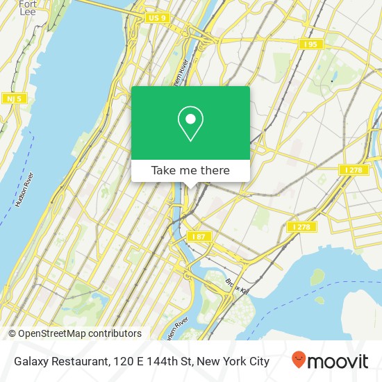 Mapa de Galaxy Restaurant, 120 E 144th St