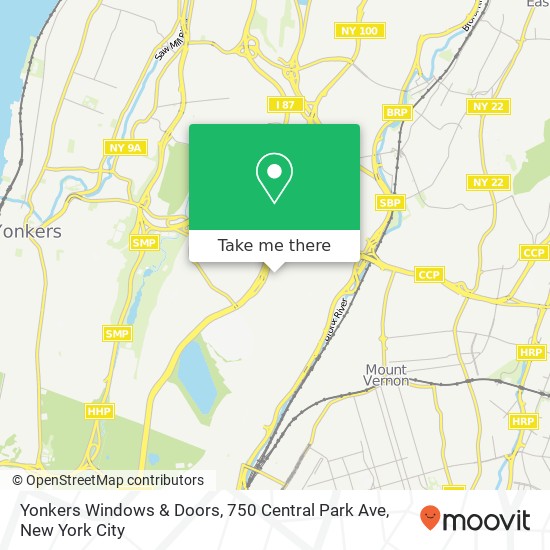 Mapa de Yonkers Windows & Doors, 750 Central Park Ave