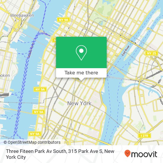 Mapa de Three Fiteen Park Av South, 315 Park Ave S