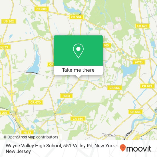 Wayne Valley High School, 551 Valley Rd map