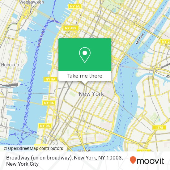 Broadway (union broadway), New York, NY 10003 map