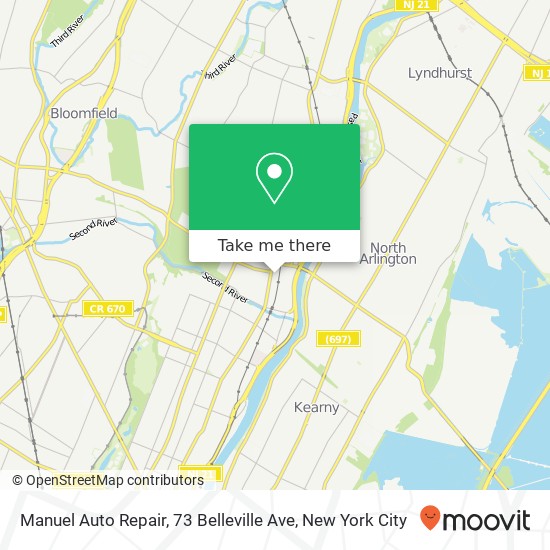 Mapa de Manuel Auto Repair, 73 Belleville Ave