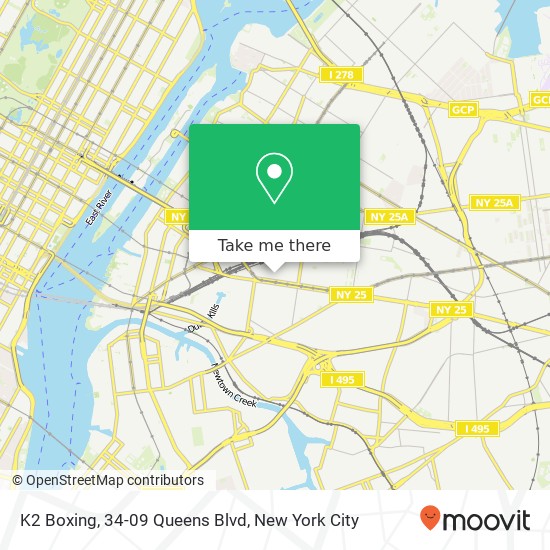 K2 Boxing, 34-09 Queens Blvd map