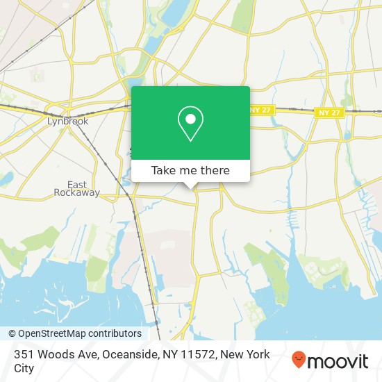 Mapa de 351 Woods Ave, Oceanside, NY 11572