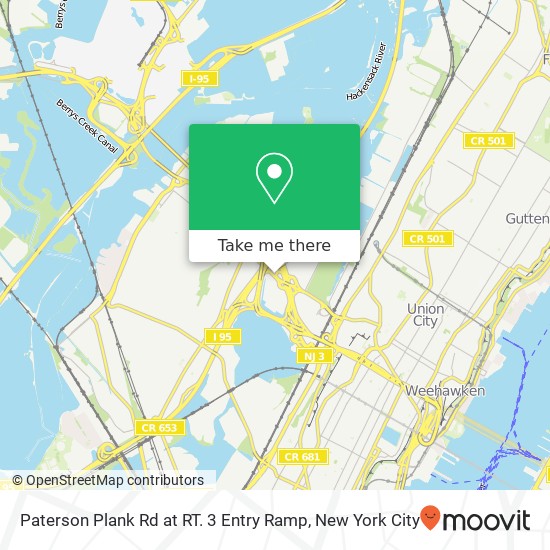 Paterson Plank Rd at RT. 3 Entry Ramp map