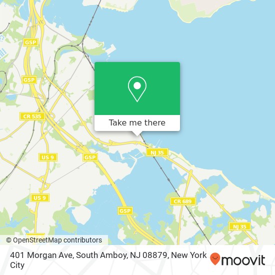 Mapa de 401 Morgan Ave, South Amboy, NJ 08879