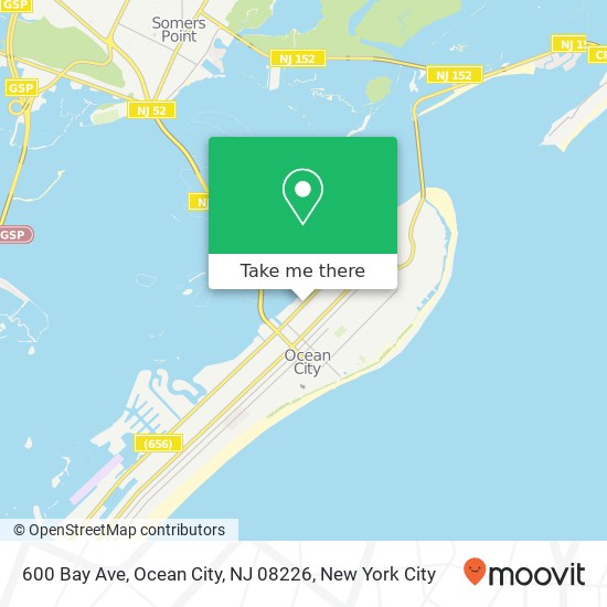 Mapa de 600 Bay Ave, Ocean City, NJ 08226