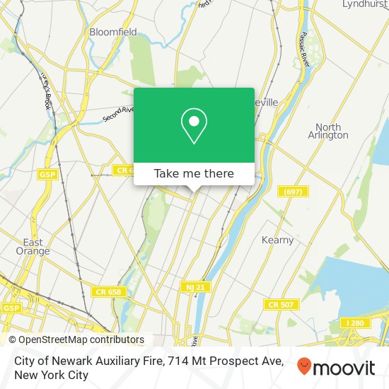 City of Newark Auxiliary Fire, 714 Mt Prospect Ave map