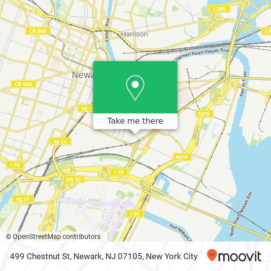 Mapa de 499 Chestnut St, Newark, NJ 07105