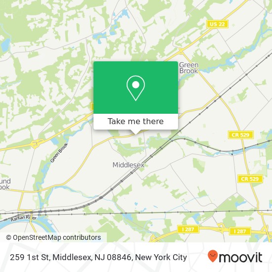 Mapa de 259 1st St, Middlesex, NJ 08846