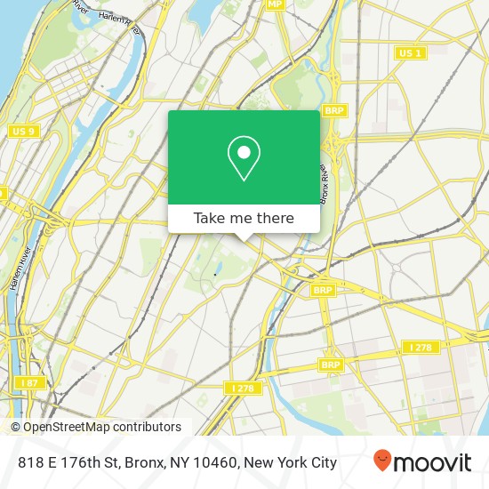 Mapa de 818 E 176th St, Bronx, NY 10460