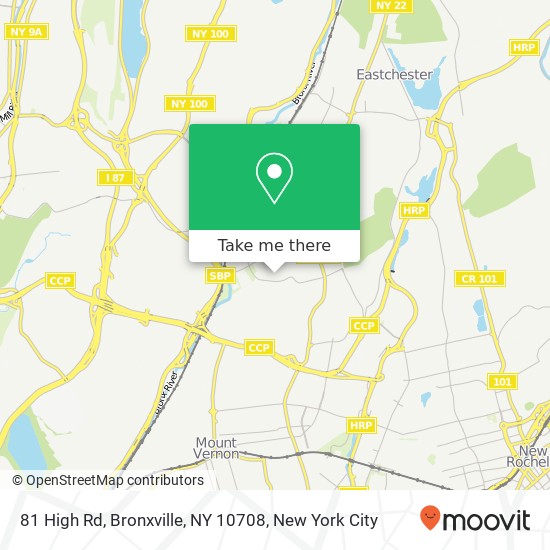 Mapa de 81 High Rd, Bronxville, NY 10708