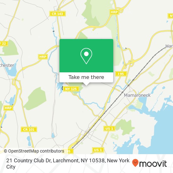 Mapa de 21 Country Club Dr, Larchmont, NY 10538