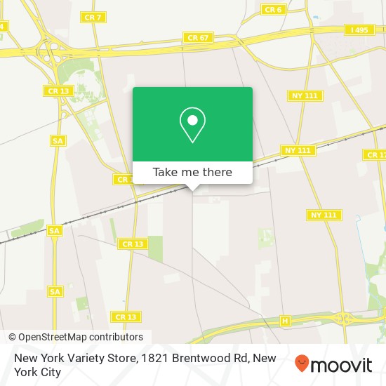 Mapa de New York Variety Store, 1821 Brentwood Rd