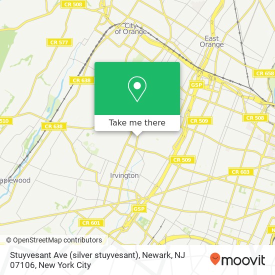 Mapa de Stuyvesant Ave (silver stuyvesant), Newark, NJ 07106