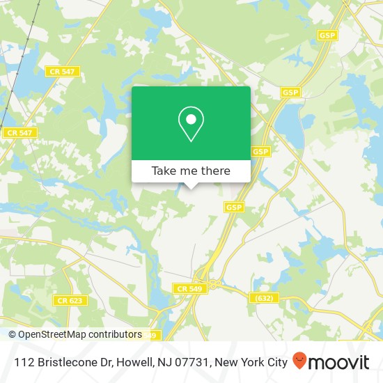 Mapa de 112 Bristlecone Dr, Howell, NJ 07731