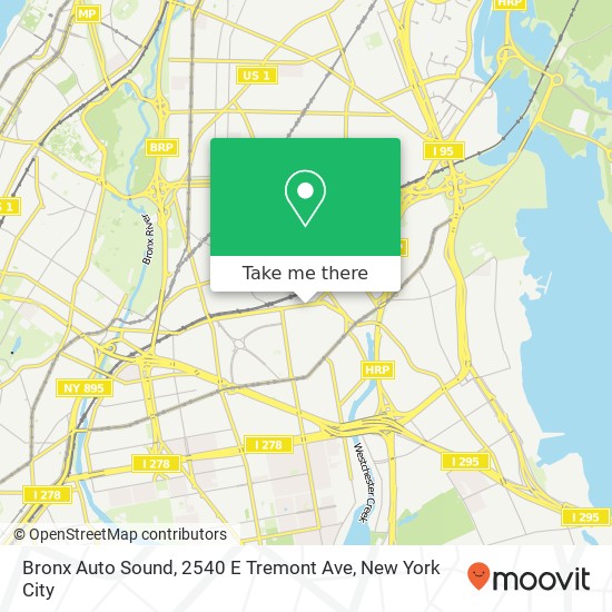 Mapa de Bronx Auto Sound, 2540 E Tremont Ave