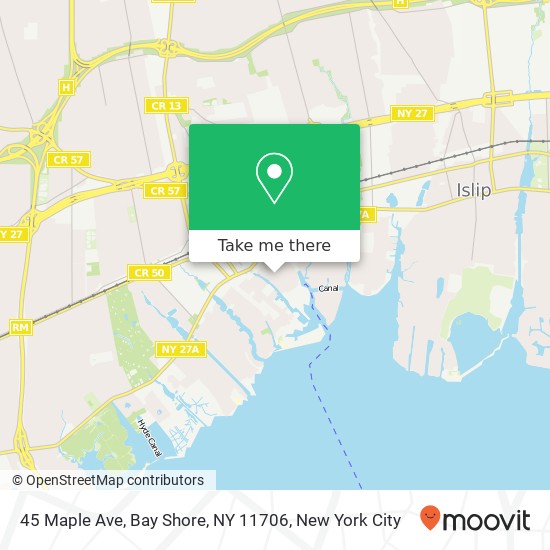 Mapa de 45 Maple Ave, Bay Shore, NY 11706