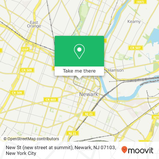 Mapa de New St (new street at summit), Newark, NJ 07103