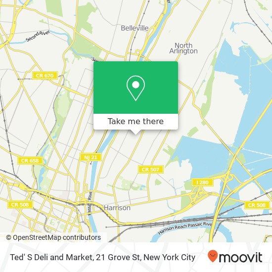 Mapa de Ted' S Deli and Market, 21 Grove St