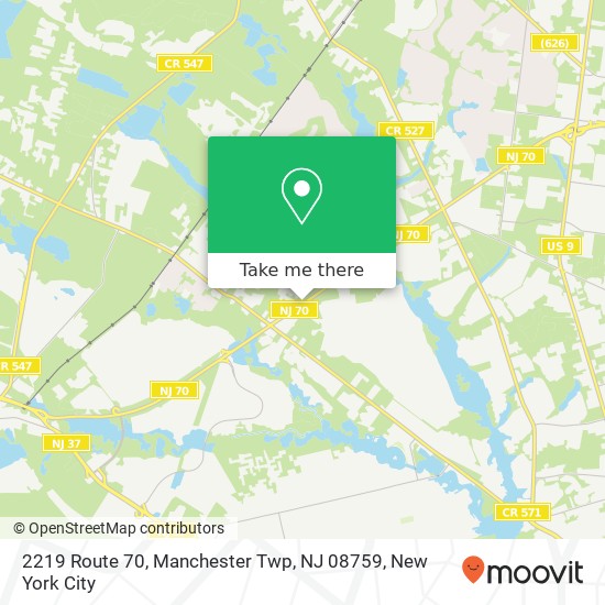Mapa de 2219 Route 70, Manchester Twp, NJ 08759
