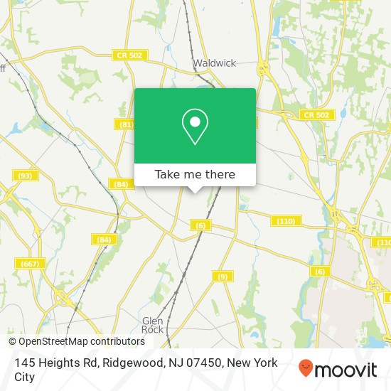 Mapa de 145 Heights Rd, Ridgewood, NJ 07450