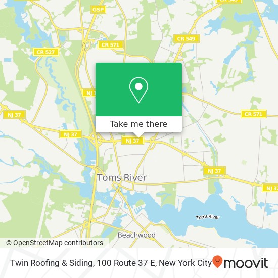 Mapa de Twin Roofing & Siding, 100 Route 37 E