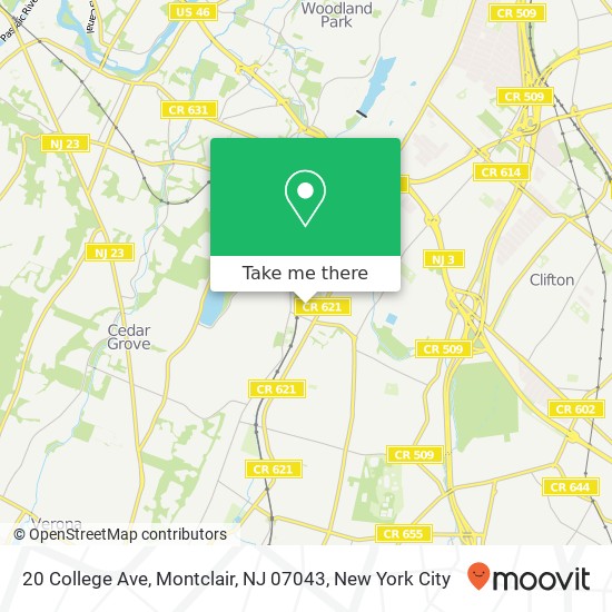 Mapa de 20 College Ave, Montclair, NJ 07043