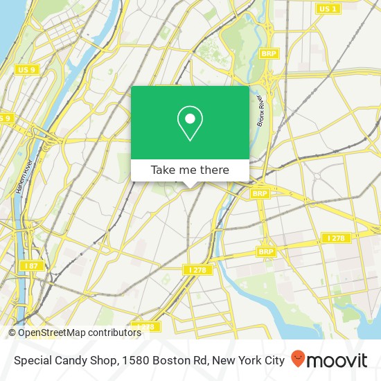 Mapa de Special Candy Shop, 1580 Boston Rd