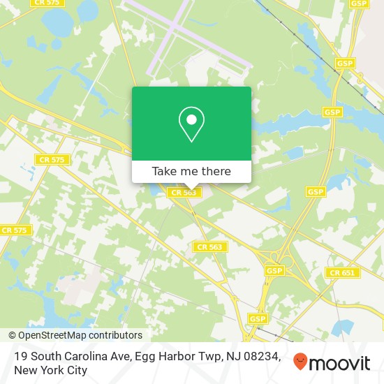 Mapa de 19 South Carolina Ave, Egg Harbor Twp, NJ 08234