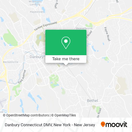 Mapa de Danbury Connecticut DMV